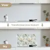 Botanisch - Zangvogel - Blauw keuken achterwand spatscherm klein 900 -voor_na_NL
