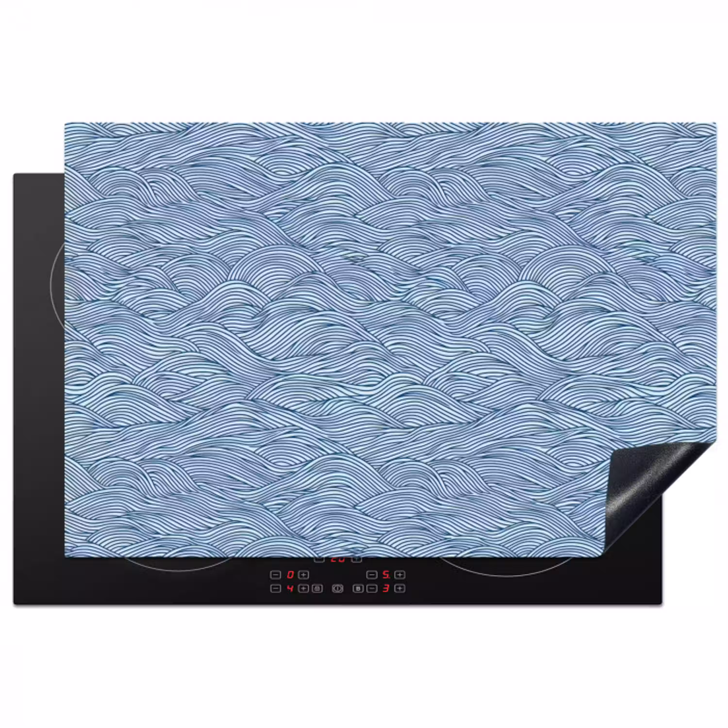 Golven - Ritmisch - Blauw Inductie beschermer vinyl 3mm klein 276 -3d