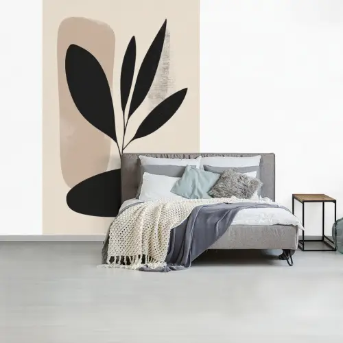 Plant - Beige - Japandi fotobehang vinyl groot -slaapkamer