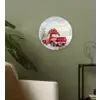 Auto - Rood - Cadeaus - Winter - Sneeuw - Kerst Wandcirkel kunststof plaat 5mm dik klein -sfeer3