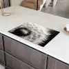Paardenbloem - Zwart - Wit Inductie beschermer vinyl 3mm klein -sfeer8