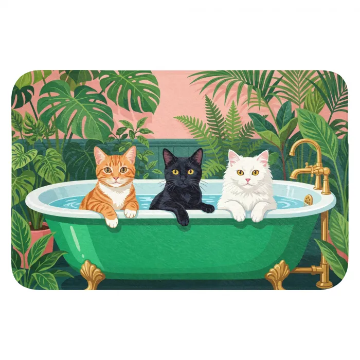 Badkamer - Kattenparade - Kleurrijk Badmat klein -3d