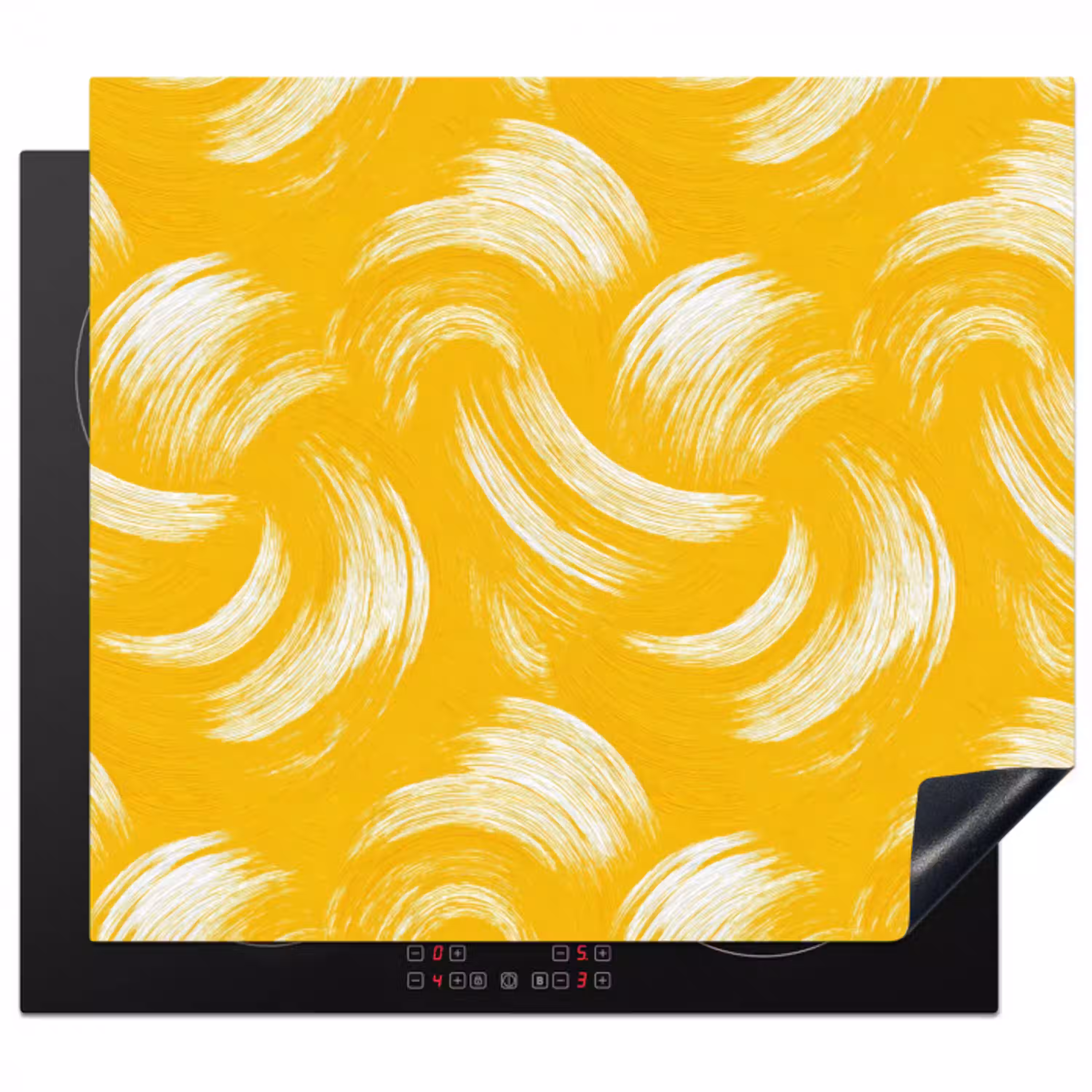 Verfstreken - Abstract - Dynamisch - Geel Inductie beschermer vinyl 3mm middel 274 -3d