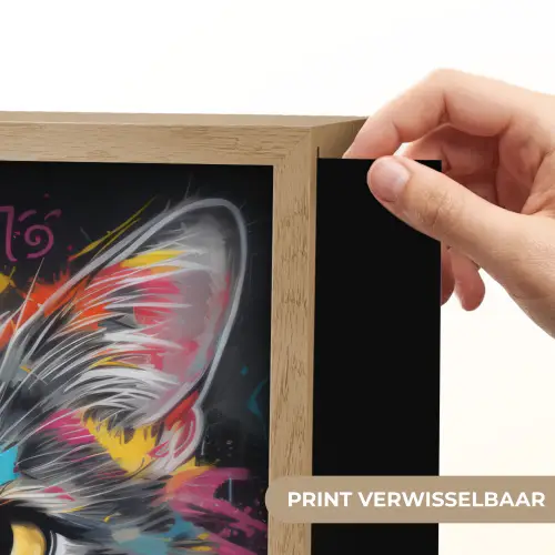 Kat - Graffiti - Dieren - Kleuren - Grijs Light Box met batterij (Wandlamp) middel -USP_websiteprintNL