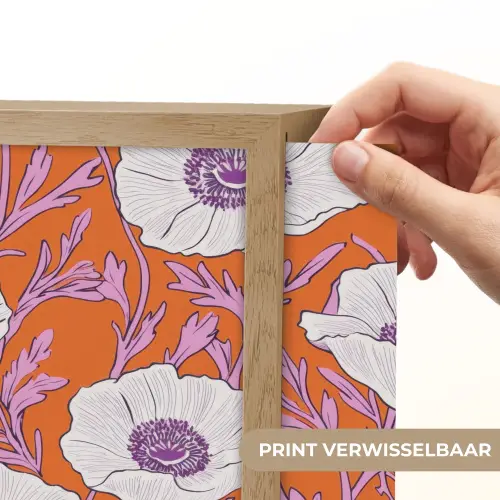 Bloemen - Grafisch - Oranje Light Box met batterij (Wandlamp) middel 907 -USP_websiteprintNL