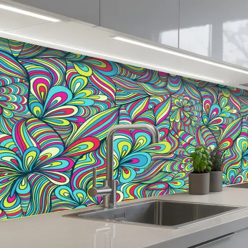 Fantasy - Design - Kleuren - Retro keuken achterwand 2 middel 871 -3d_schuin