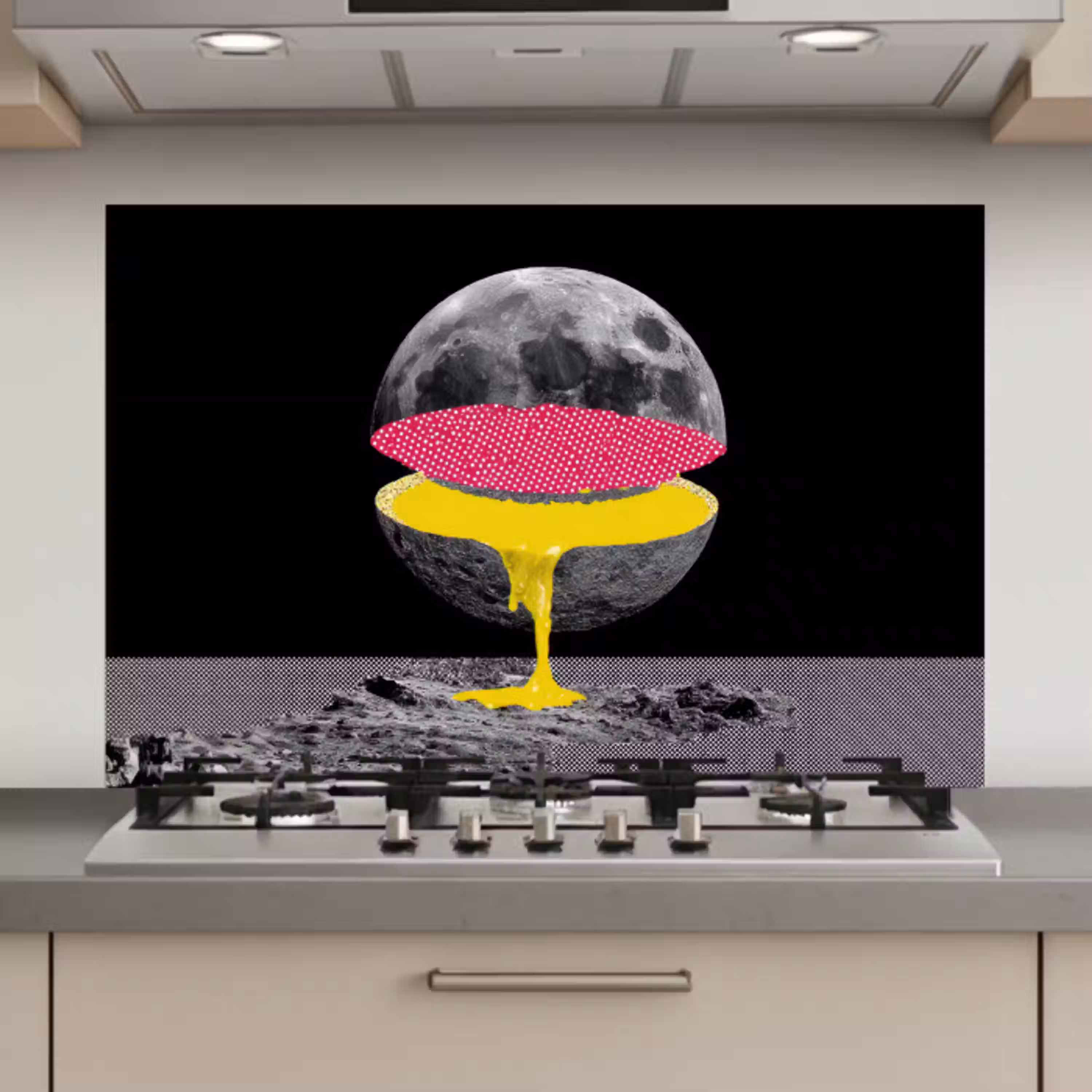 Maan - Geel - Roze - Zwart keuken achterwand spatscherm klein -3d_website