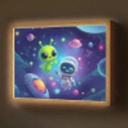 Alien - Astronaut - Ruimte - Planeten Light Box met batterij (Wandlamp) middel -z3d_website
