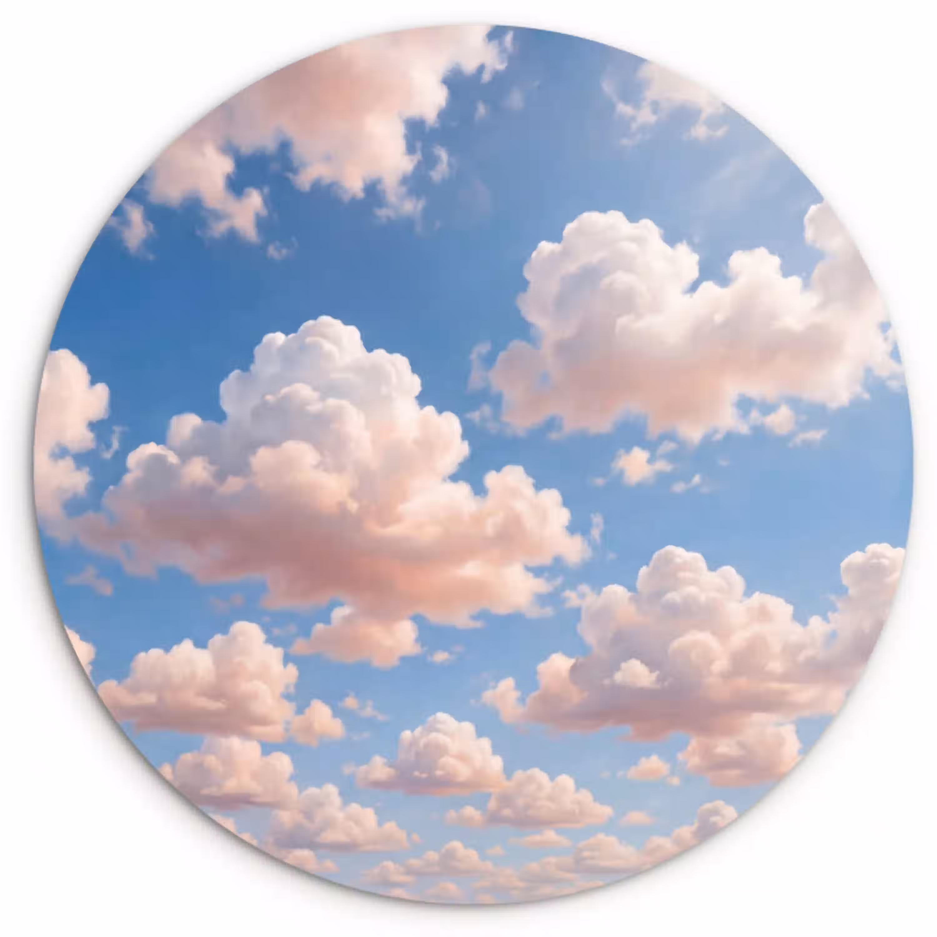 Wolken - Hemel - Natuur - Licht - Blauw Wandcirkel kunststof plaat 5mm dik klein -3d