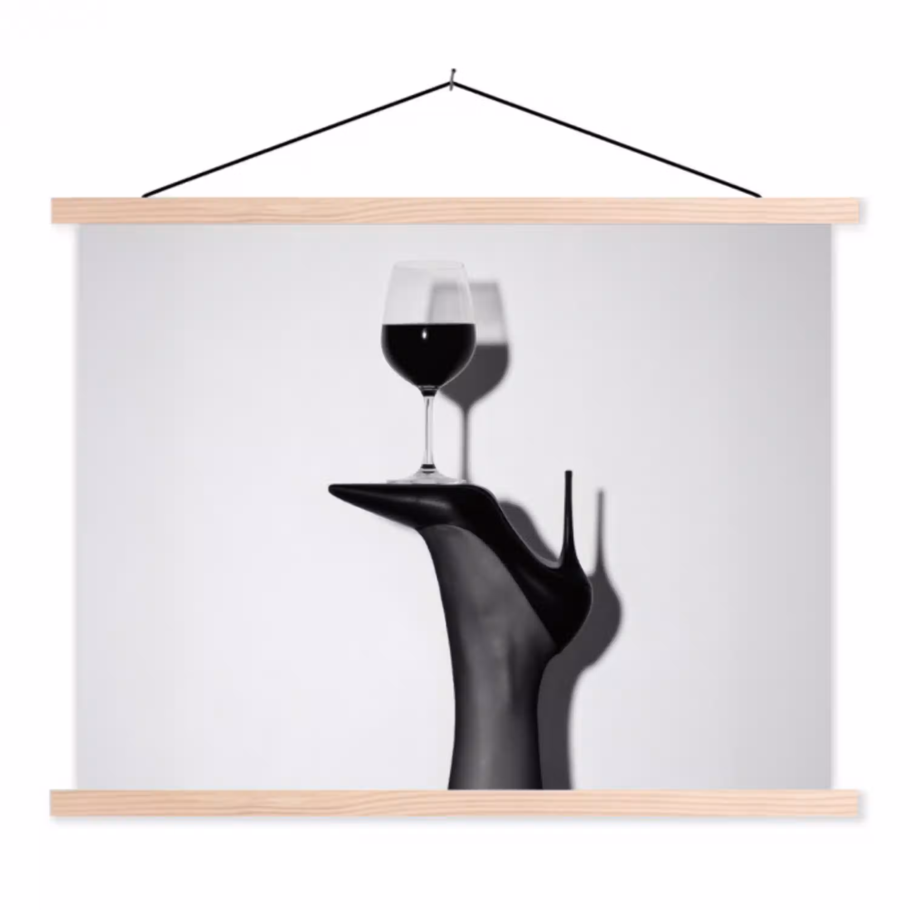 Hak - Wijn - Minimalistisch - Zwart textielposter latten blank klein -3d