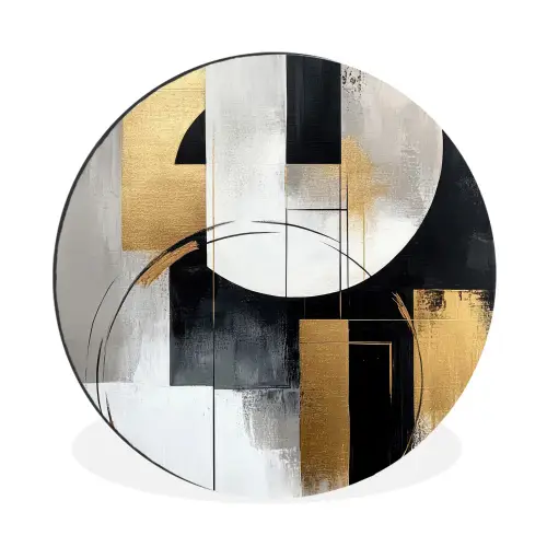 Abstract - Goud - Zilver - Vormen - Aesthetic Wandcirkel aluminium klein -3d