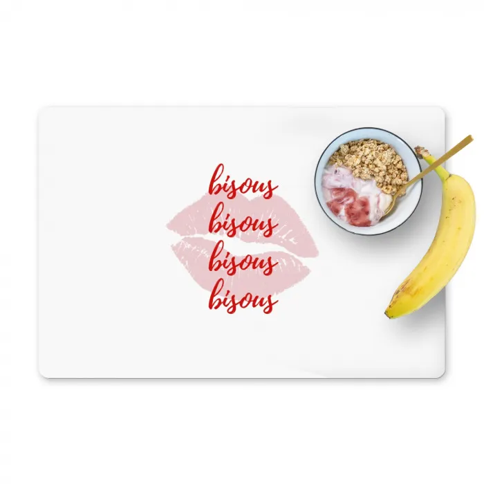 Bisous - Lip - Wit - Rood Placemat vinyl groot -zzzproduct_Kitchenyeah-website