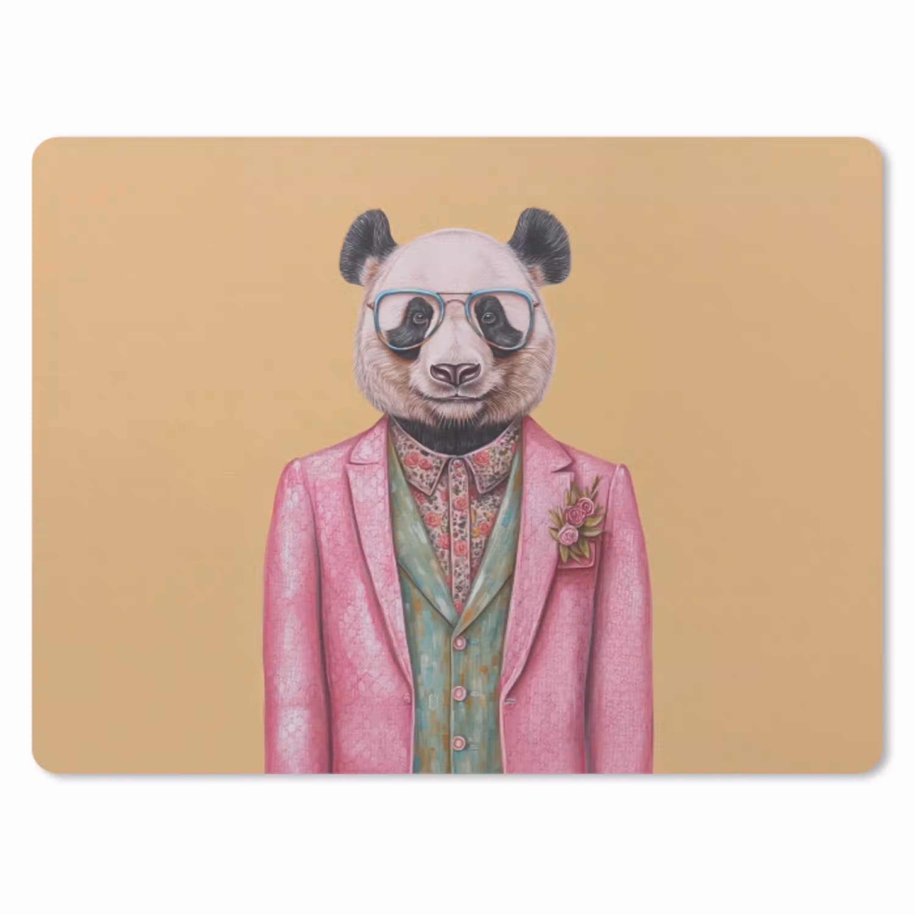 Panda - Pak - Zonnebril - Blauw muismat rubber klein -3d
