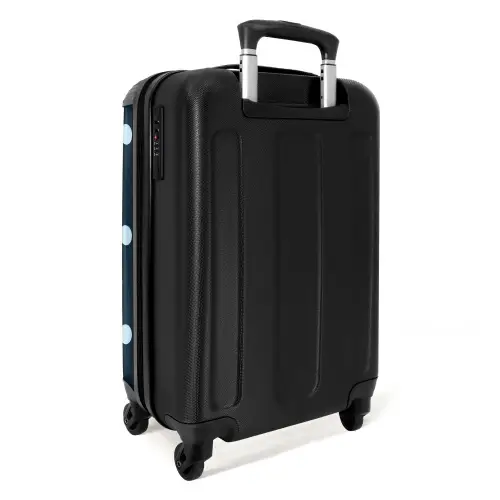 Blauw stippen patroon NBS - Handbagage koffer - Unisex middel -achterkant