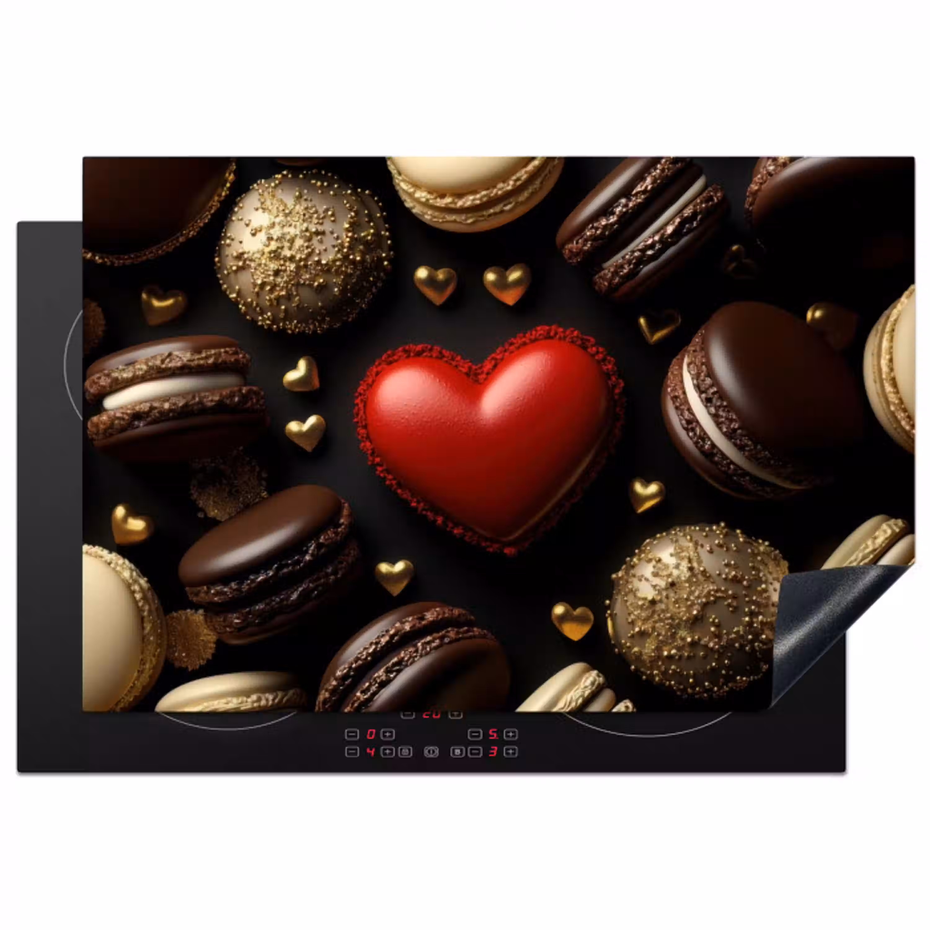 Macarons - Rood - Hart Inductie beschermer vinyl 3mm klein -3d