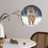 Tijger - Landschap - Sneeuw - Winter - Dieren Wandcirkel behangsticker klein -sfeer3