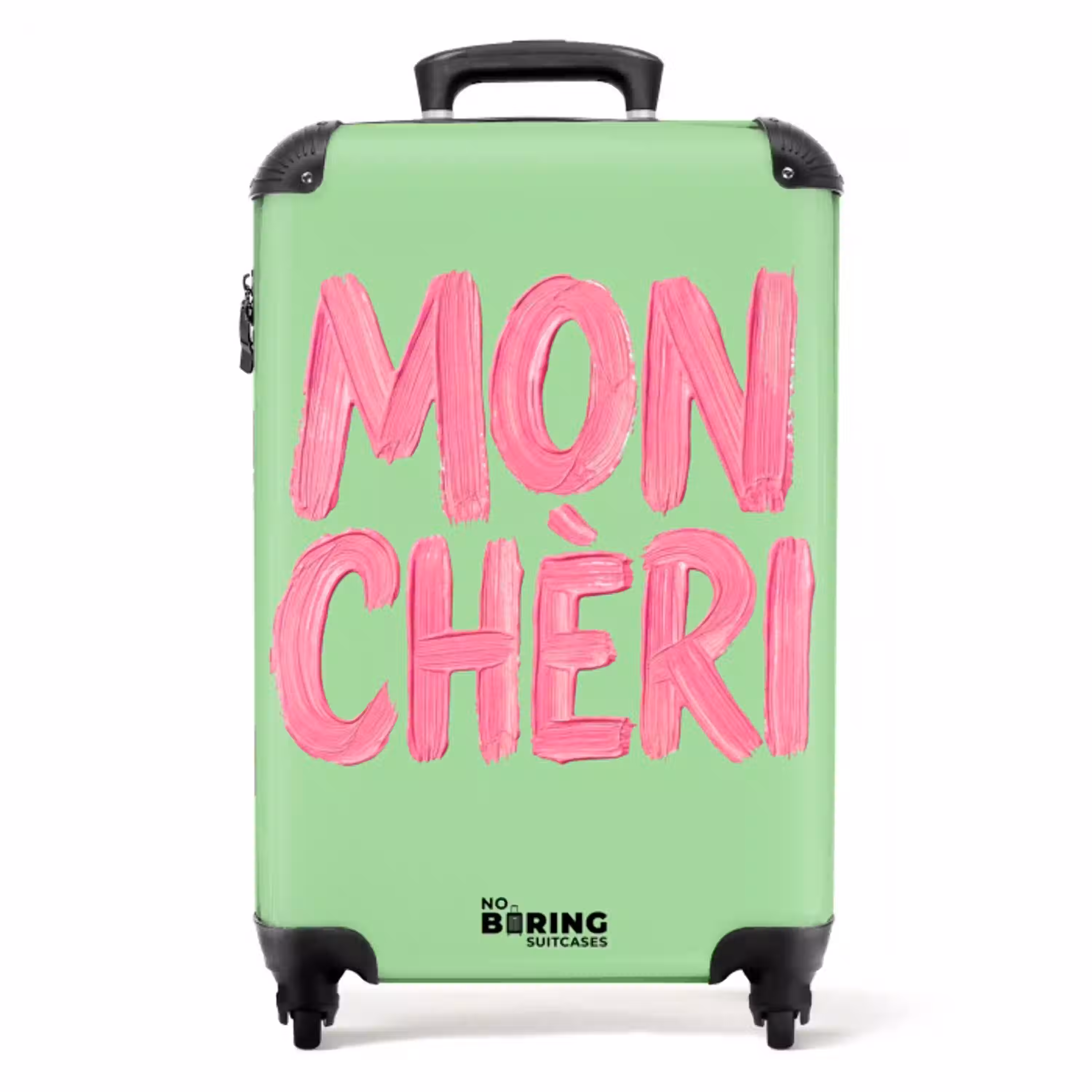 Mon cheri - Groen - Roze NBS - Handbagage koffer - Volwassenen Unisex middel -productfoto_recht