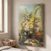 Grote vaas met bloemen - Josep Mirabent - Oude meesters Textielframe zilver middel -sfeer3