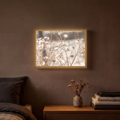 Droogbloemen - Wit - Planten Light Box met batterij (Wandlamp) middel -sfeer4