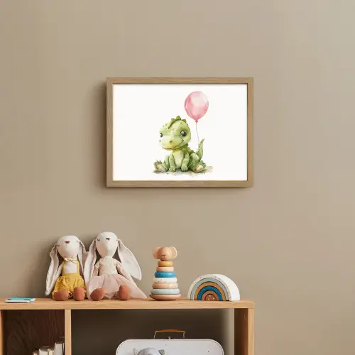 Draak - Baby dier - Roze ballon Light Box met batterij (Wandlamp kind) middel -sfeer2_kind