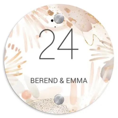 Abstract beige - Klassiek Naambord Rond klein -3d