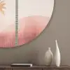 Palmbomen - Heuvels - Minimalistisch - Zachtroze Akoestische PET Vilt - Rond klein -sfeer5_closeup