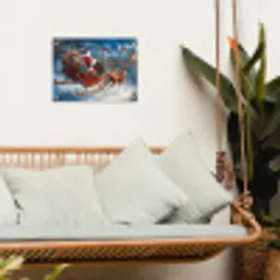Kerstman - Rendier - Kerst - Sneeuw tuinposter los doek klein -sfeer7