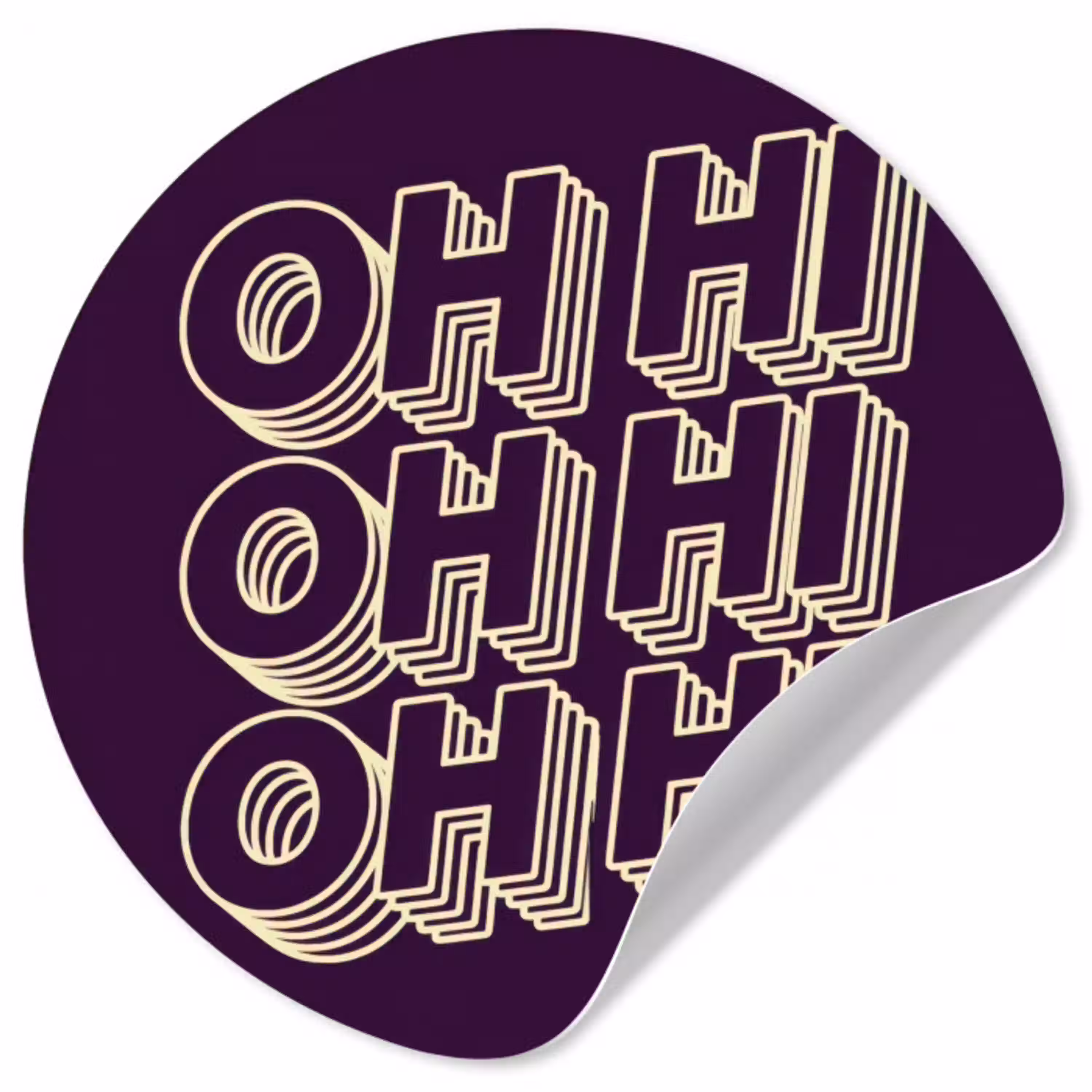 Oh hi - Paars - 3D Wandcirkel behangsticker klein -3d
