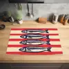 Sardines - Rood en beige strepen Inductie beschermer vinyl 3mm klein -sfeer5