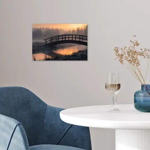 Brug - Mist - Bomen - Water poster papier klein -sfeer3