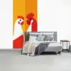 Kippen - Oranje - Vlakken fotobehang vinyl groot -slaapkamer