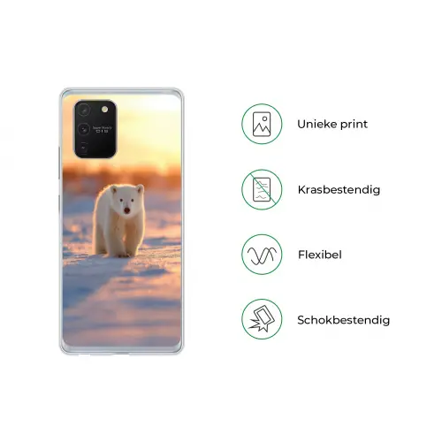 Ijsbeer - Sneeuw - Zonsopgang Telefoonhoesje Samsung Galaxy S10 Lite klein -specsS10Lite