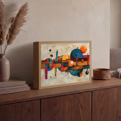 Kunst - Kleurrijk - Modern - Vormen Light Box met batterij (Wandlamp) middel -sfeer2