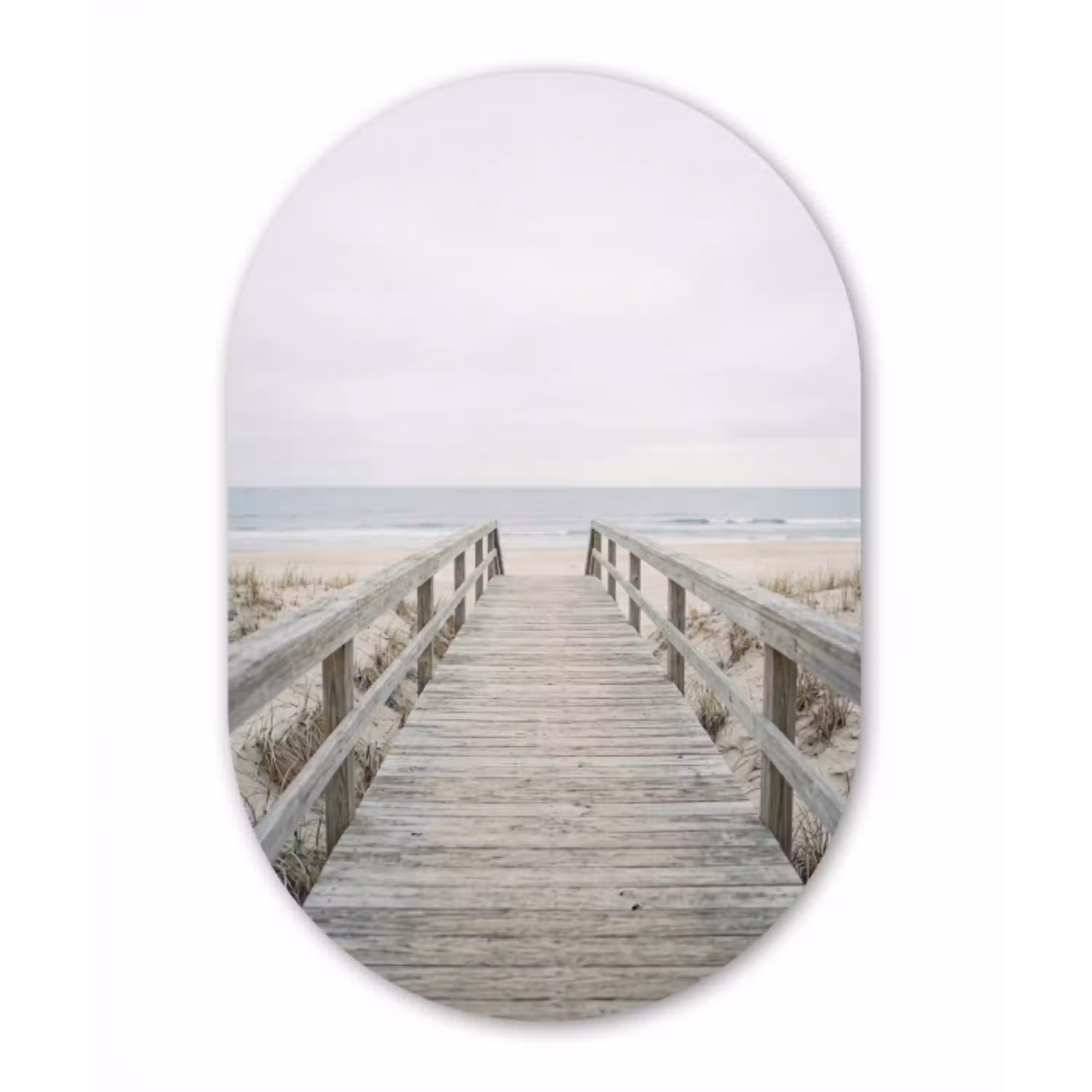 Duinen - Vlonder - Oceaan Wandcirkel Ovaal Aluminium middel -3d