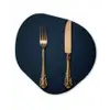 Bestek - Donkerblauw - Goud Wandcirkel Organisch Aluminium middel -3d