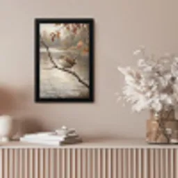 Winterkoninkje - Tak - Rivier - Natuur - Sfeervol fotolijst zwart zonder passe partout klein -sfeer5