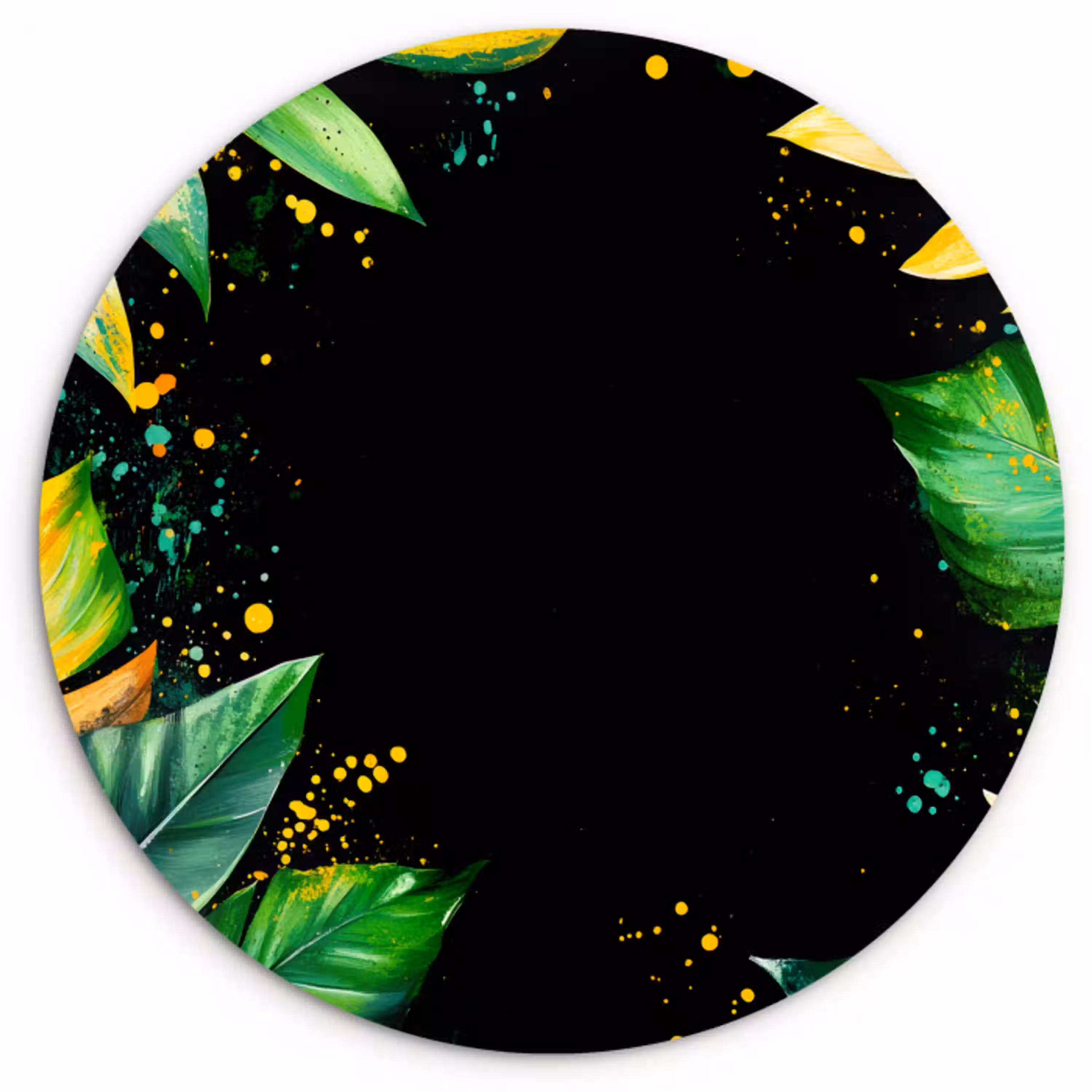 Bladeren - Groen - Geel - Verf - Jungle Wandcirkel plexiglas klein -3d