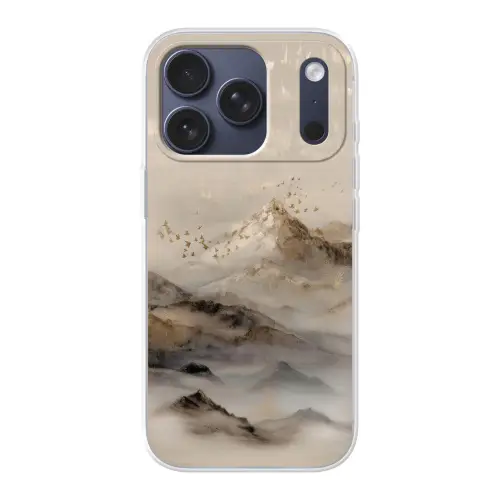 Berglandschap - Mist  - Penseelstreken Telefoonhoesje iPhone 17 Pro klein -3d