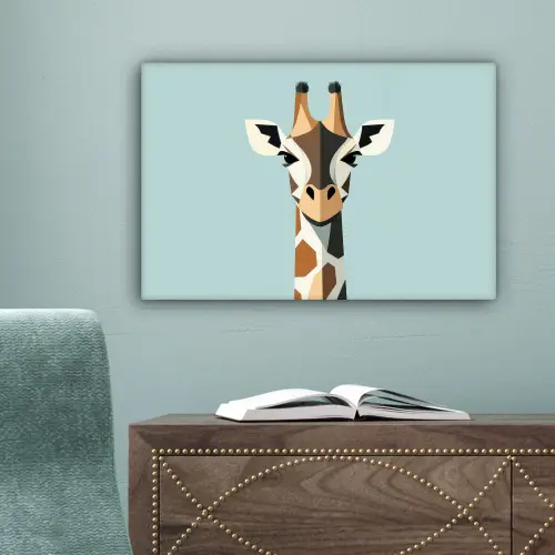 Giraffe - Illustratie - Bruin - Minimalistisch canvas 2cm klein -sfeer4
