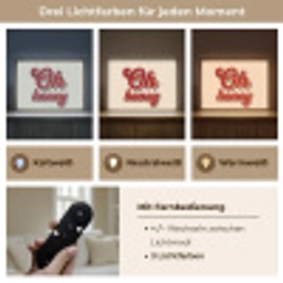Oh honey - Rood - Schaduw Light Box met batterij (Wandlamp) middel -USP_lichtkleurDE