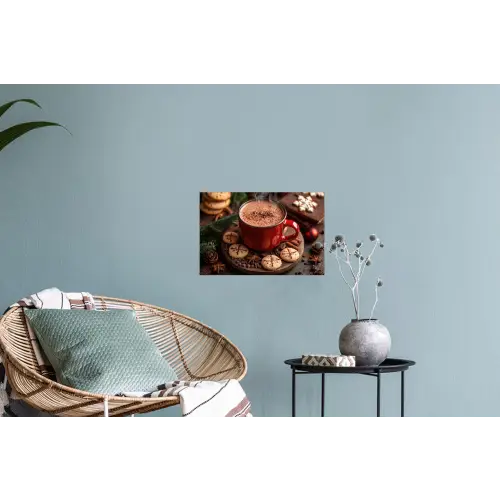 Chocolademelk - Mok - Winter - Kerst - Gezelligheid Muursticker klein -plant