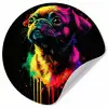 Puck - Hond - Verf - Kleuren Wandcirkel behangsticker klein -3d