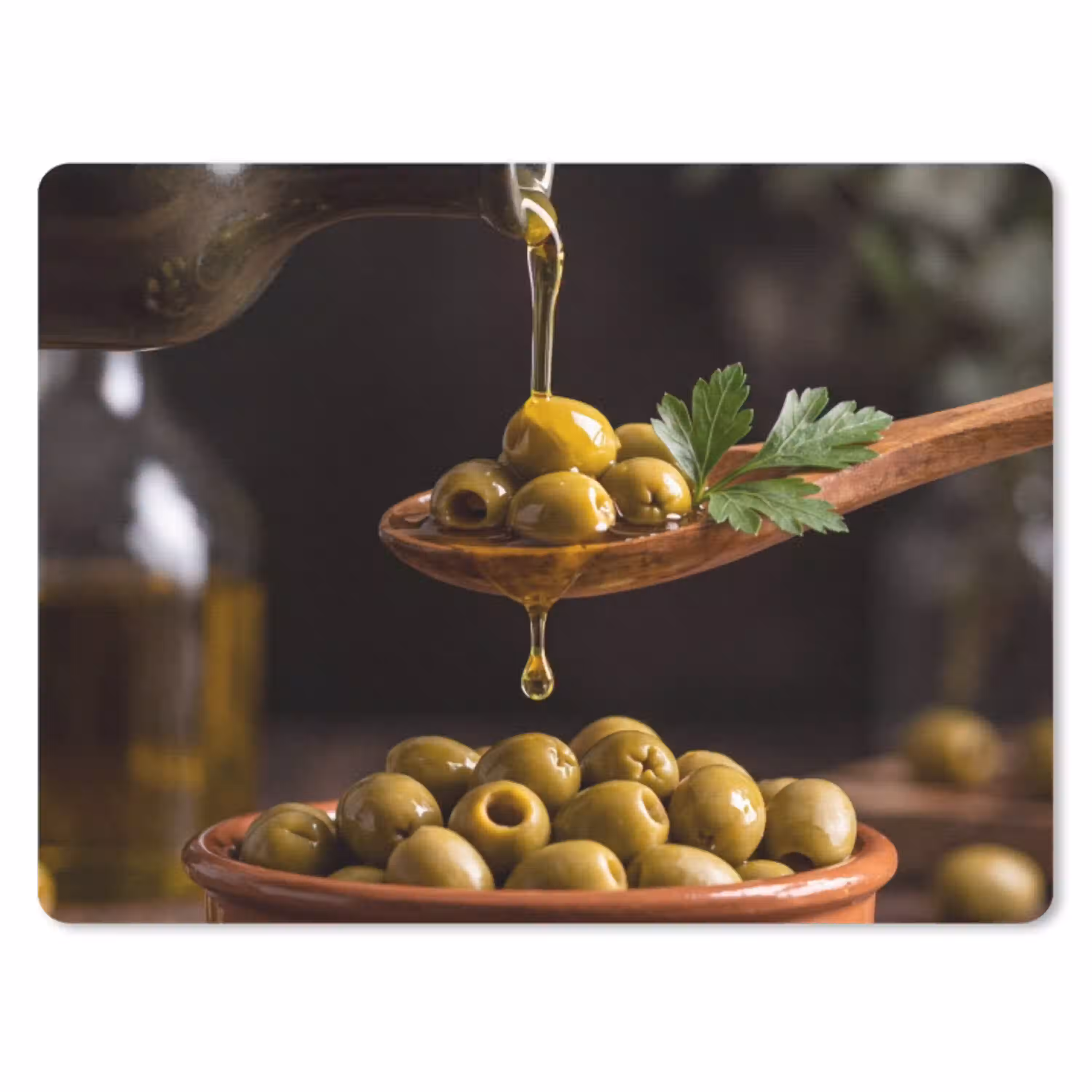 Olijven - Olijfolie - Eten muismat rubber klein -3d