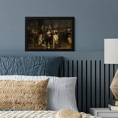 De Nachtwacht - Kunst - Oude meesters - Rembrandt fotolijst zwart zonder passe partout klein -sfeer3