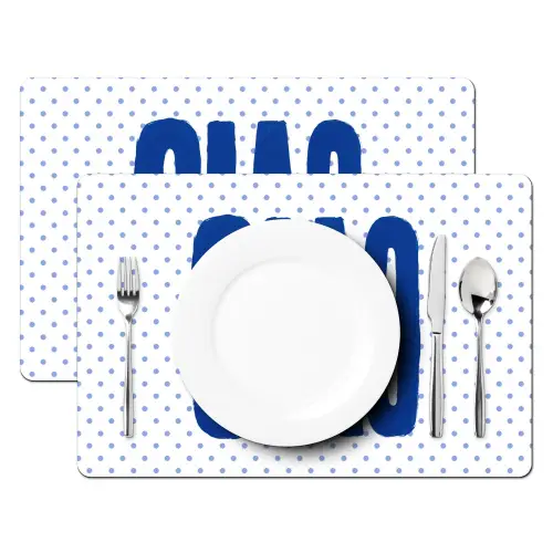 Ciao - Stippen - Roze - Wit Placemat vinyl groot -zzsfeer2_Kitchenyeah-website
