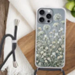 Bloemen - Botanisch - Blauw Hoesje iPhone 16 Pro Max met koord klein -sfeer4