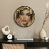 Vrouw - Bloemen  - Goud - Portret Fotolijst rond zonder passe partout klein -sfeer1