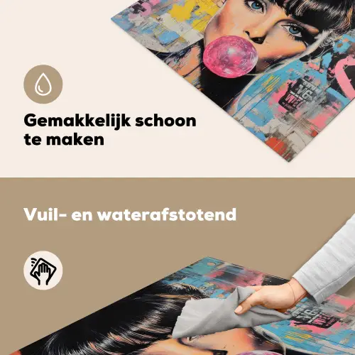 Kauwgom - Vrouw - Penseelstreken - Modern Inductie beschemer met haakjes middel -ky-schoon-nl