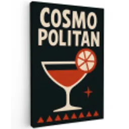 Cocktail - Zwart - Illustratie Tuinposter op houten frame 2 cm dik klein -3d