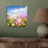 Bloemen - Wei - Paars - Gras - Wit - Wolken - Blauw plexiglas 5mm klein -sfeer3